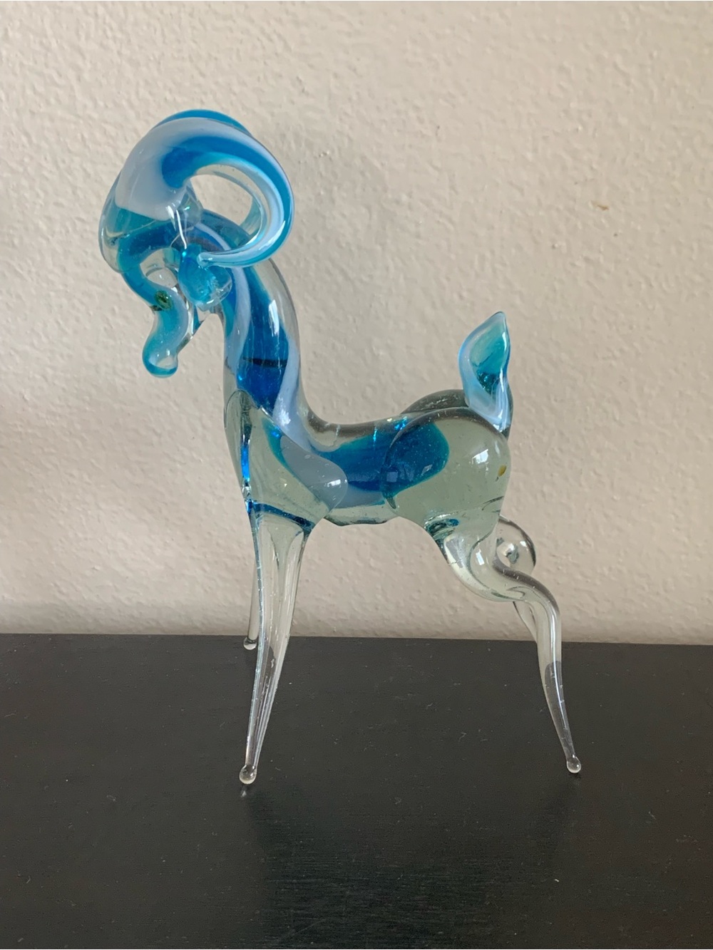 Murano-style Hand Blown Mexico Art Glass Antelope Gazelle Ram Big Horn Figurine